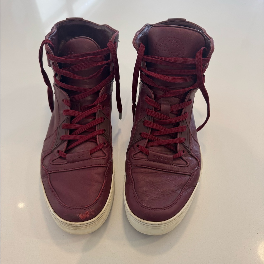 Gucci Men's Dark Red High-Top Sneakers